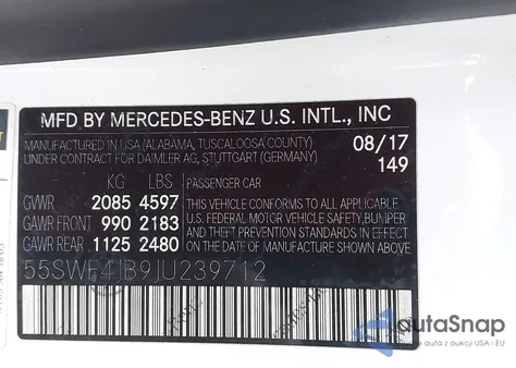 2018 Mercedes-Benz C 300 from USA, damaged, VIN 55SWF4JB9JU239712